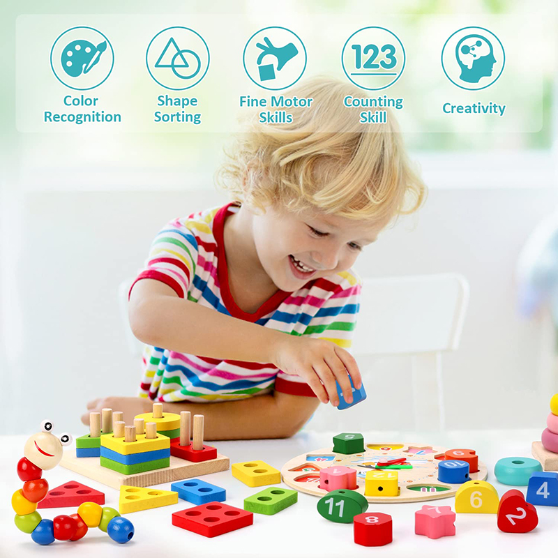 5-6pcs/set Montessori Wooden T - đánh giá và giá Baby Food Game
