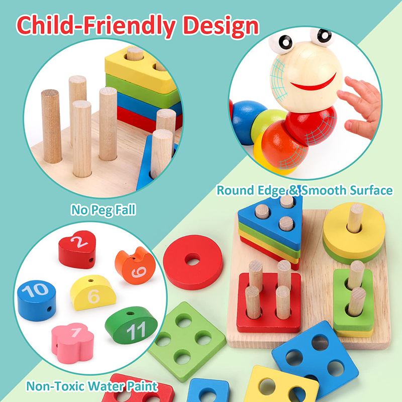 5-6pcs/set Montessori Wooden T - đánh giá và giá Baby Food Game